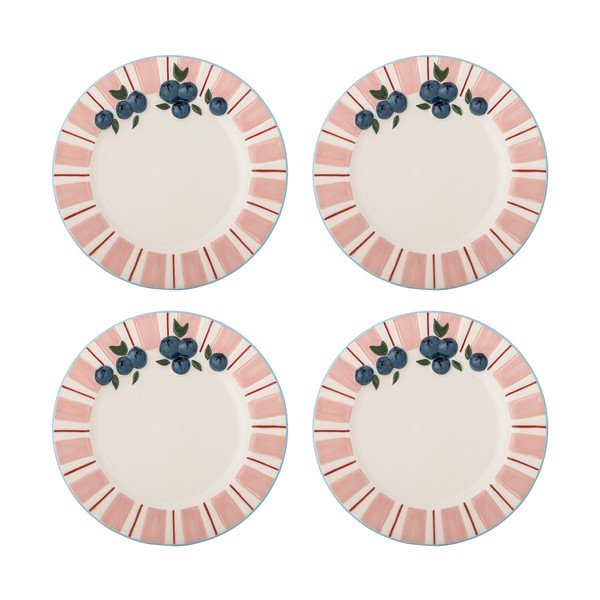 Rózsaszín-krémszínű desszertes kőedény tányér készlet 4 db-os ø 20,5 cm Carry – Bloomingville