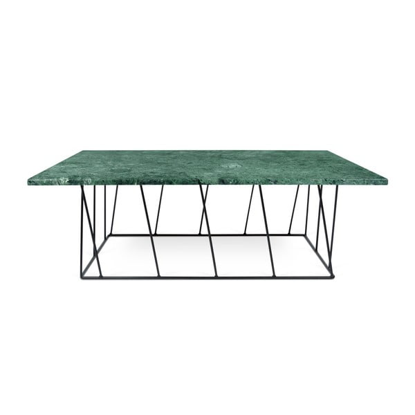 Helix zöld márvány dohányzóasztal fekete lábakkal, 75 x 120 cm - TemaHome