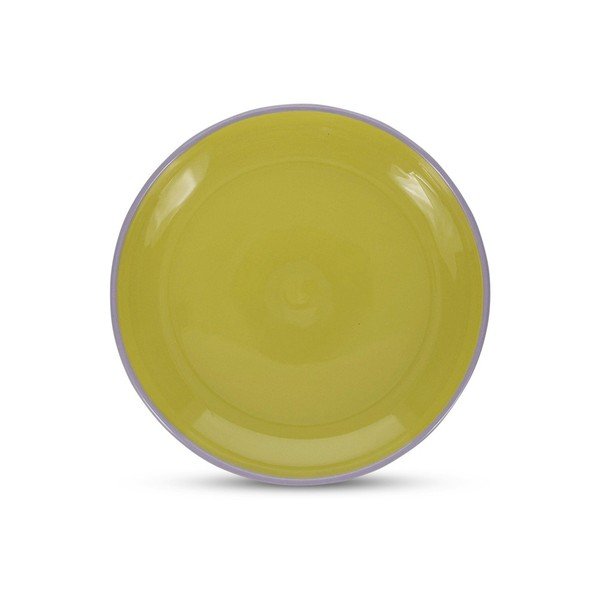 Zöld-lila desszertes kőedény tányér ø 18 cm Duo – ONA