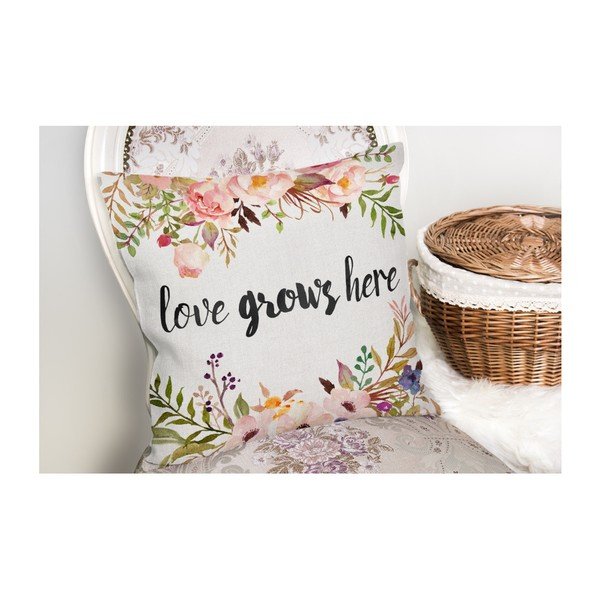 Love Grows Here pamutkeverék párnahuzat, 45 x 45 cm - Minimalist Cushion Covers-image-2