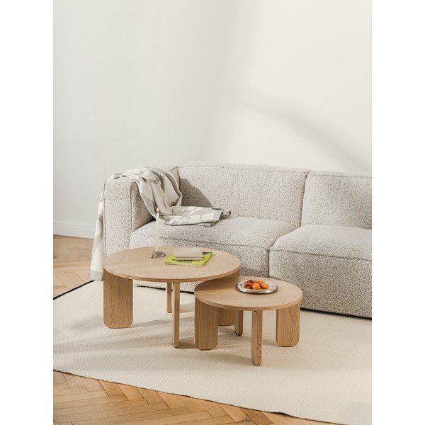 Natúr színű kerek dohányzóasztal tölgyfa dekoros asztallappal ø 55 cm Kuvu – noo.ma-image-4