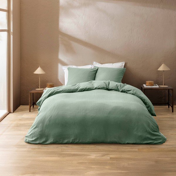 Zöld kétszemélyes háromrészes pamut ágyneműhuzat 240x220 cm Clara – douceur d'intérieur