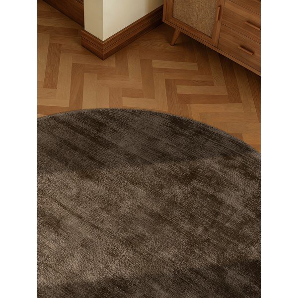 Barna kézi szövésű viszkóz kerek szőnyeg ø 150 cm Noemi – Vikosa-image-3