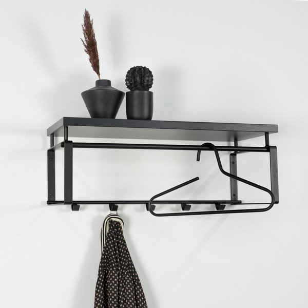 Fekete fém fali fogas polccal 70 cm Rex – Spinder Design-image-1