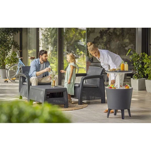 Műanyag kerek kerti asztal jégtartóval ø 49,5 cm Cool – Keter-image-1