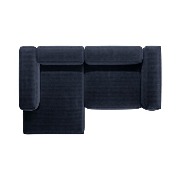 Sötétkék kordbársony sarokkanapé (bal oldali-heverő résszel) Bergamo – Cosmopolitan Design-image-3