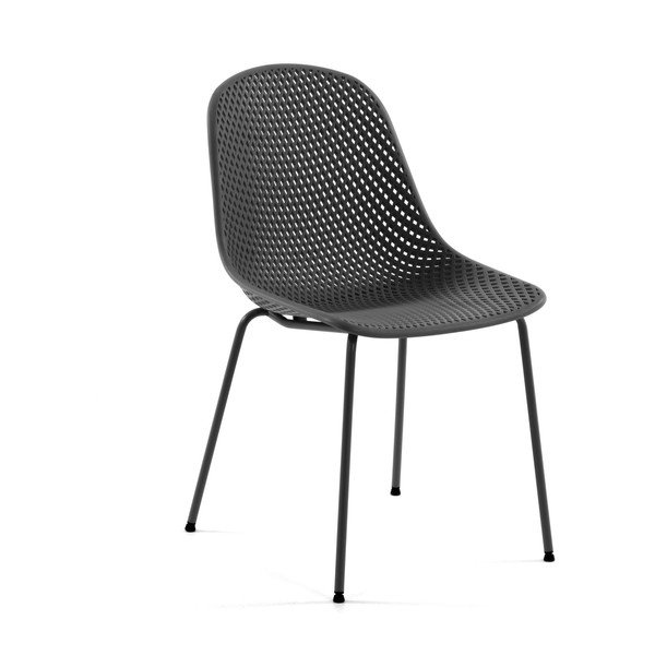 Sötétszürke fém kerti szék Quinby – Kave Home