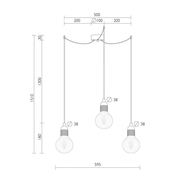 Uno Basic Globe Clear fekete mennyezeti lámpa, 3 izzóval - Bulb Attack-image-3