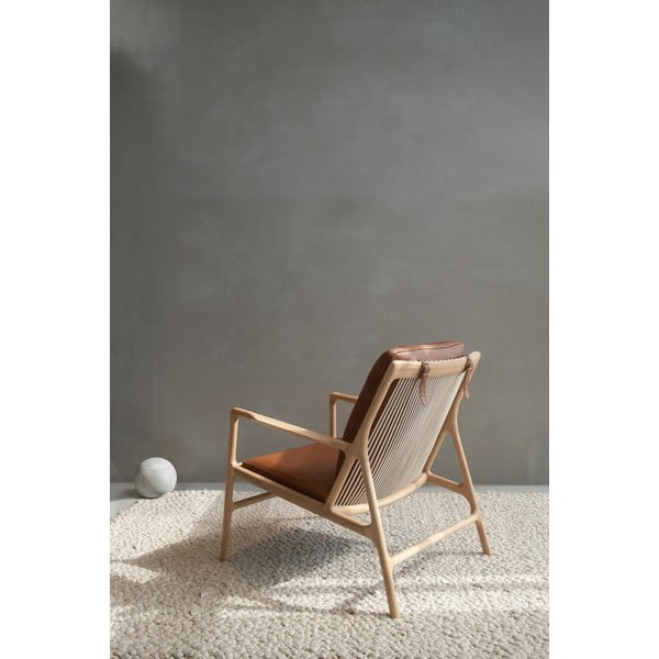 Barna-natúr színű bőr fotel Dedo – Gazzda-image-2