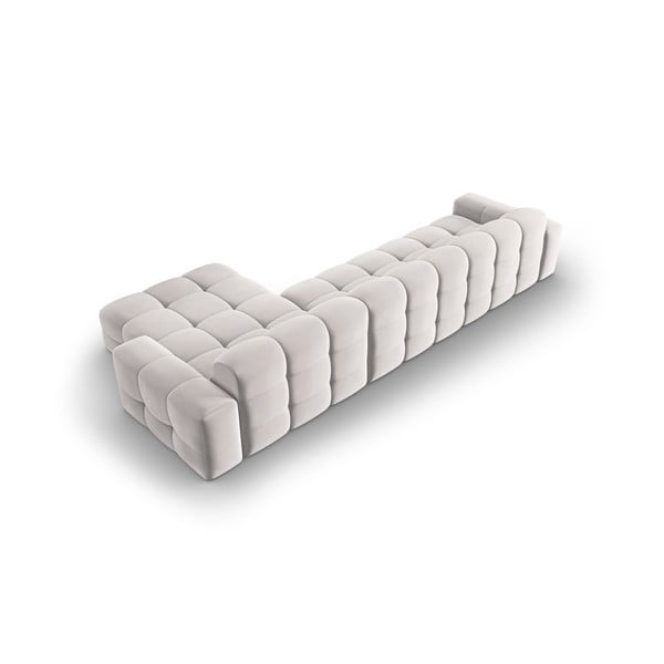 Világosszürke bársony sarokkanapé (jobb oldali) Kendal – Micadoni Home-image-4