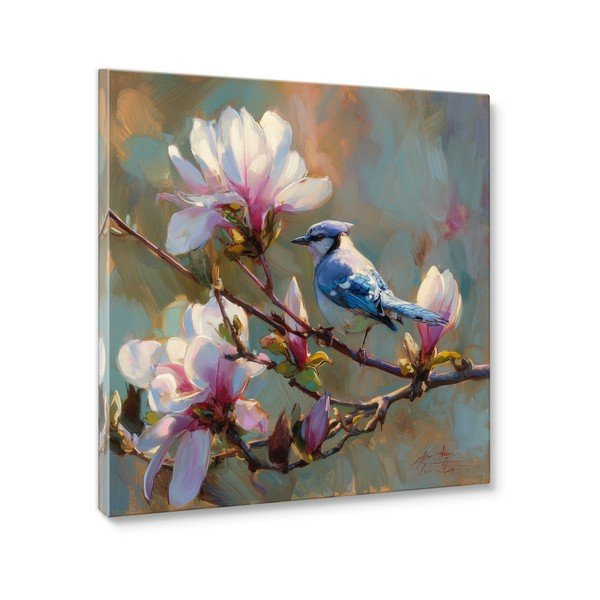 Nyomtatott vászon kép 32x32 cm Bluejay & Blossom – Styler-image-3