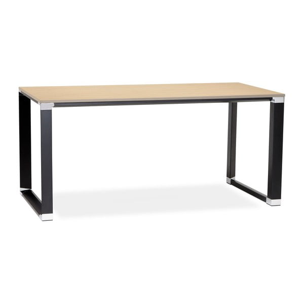 Warner fekete íróasztal természetes fa asztallappal - Kokoon