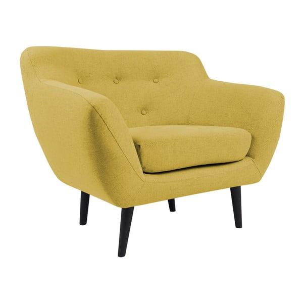 Piemont sárga fotel barna lábakkal - Mazzini Sofas-image-3