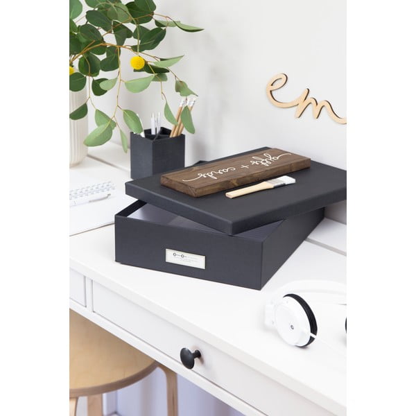 Oskar sötétszürke irattartó doboz címkével, A4 - Bigso Box of Sweden-image-1