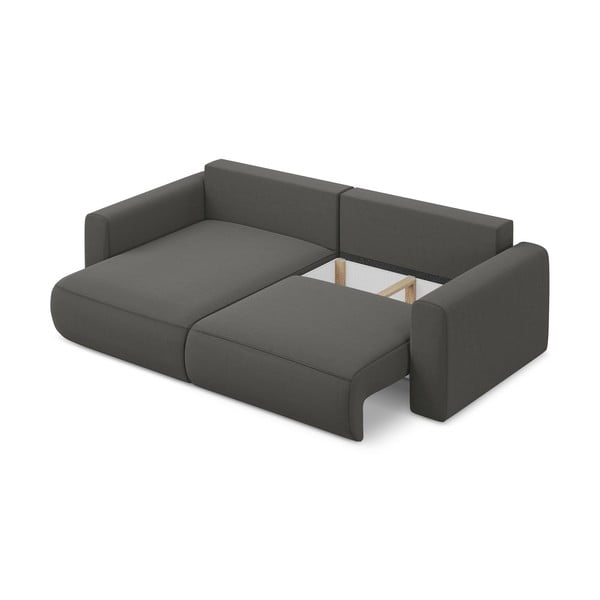 Sötétszürke bársony kinyitható-tárolóhelyes sarokkanapé (bal oldali-heverő résszel) Kapua – Makamii-image-4