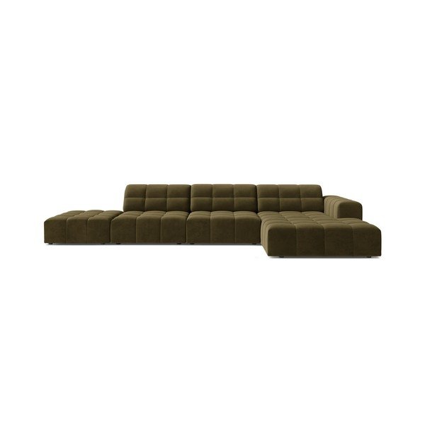 Khaki bársony sarokkanapé (jobb oldali-heverő résszel) Chicago – Cosmopolitan Design
