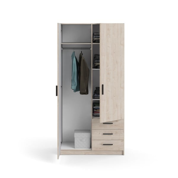 Natúr színű ruhásszekrény tölgyfa dekorral 99x200 cm Sprint – Tvilum-image-2