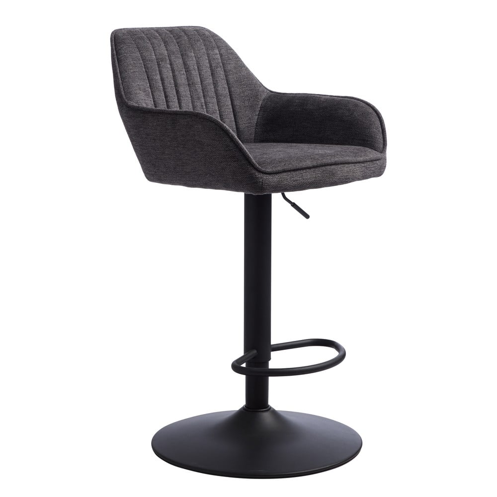 Sötétszürke kárpitozott állítható magasságú-karfás bárszék (ülésmagasság 65 cm) Nolan – Unique Furniture