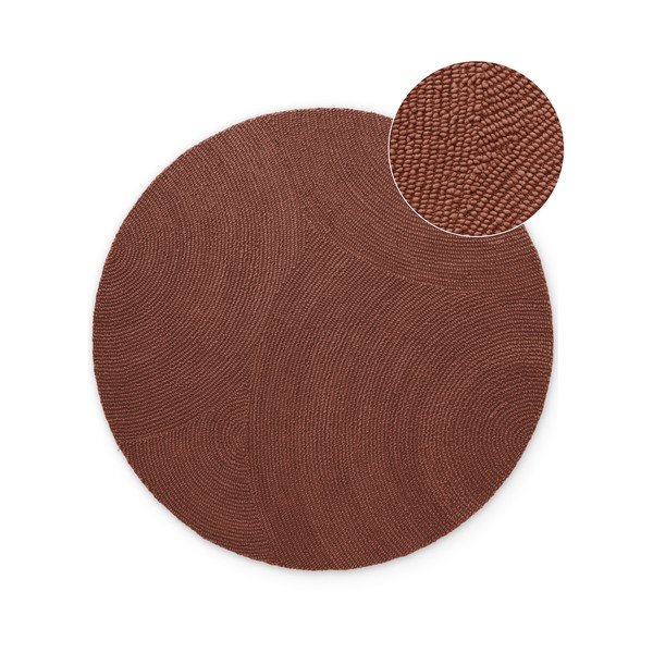 Téglavörös kézi szövésű gyapjú kerek szőnyeg ø 150 cm Calmio – Hanse Home