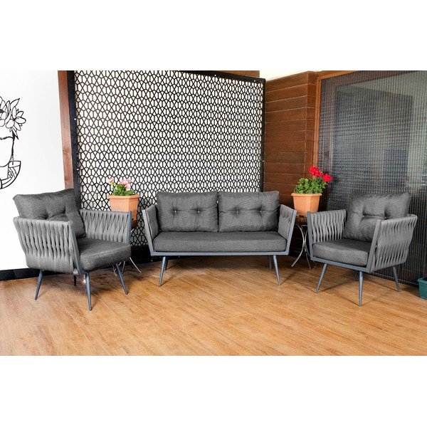 Szürke négyszemélyes kerti lounge szett Violet – Floriane Garden-image-2