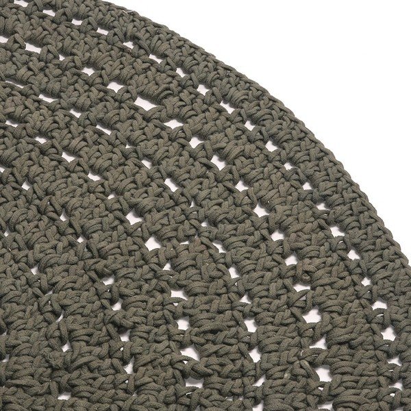 Knitted sötétzöld kenderrost szőnyeg, ⌀ 150 cm - LABEL51-image-1