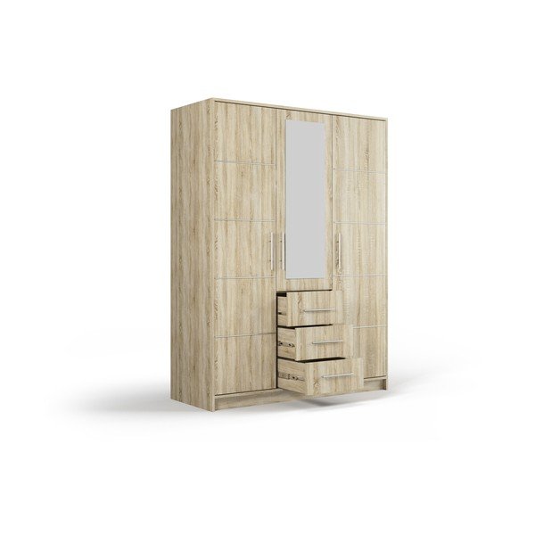 Ruhásszekrény tölgyfa dekorral, tükörrel 147x200 cm Derry - Cosmopolitan Design-image-3