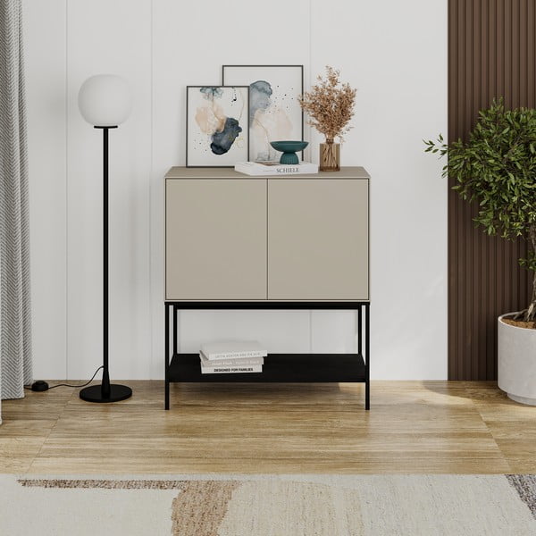 Fekete-krémszínű szekrény 80x90x40 cm Amira – Marckeric-image-1