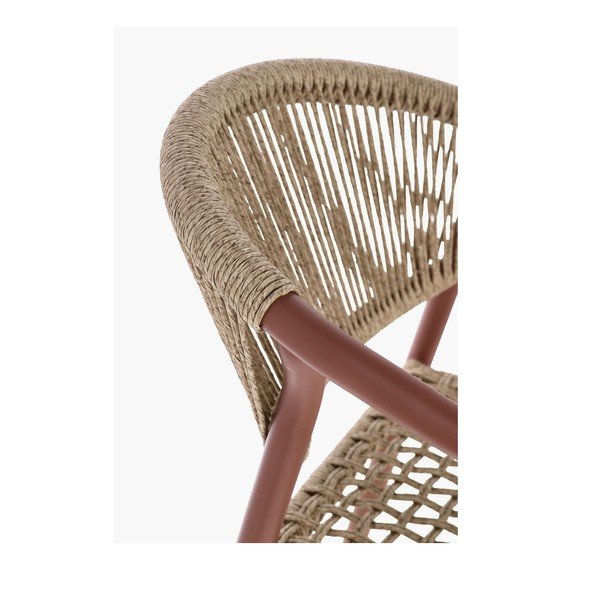 Piros-natúr színű fém kerti szék Canarias – Bizzotto-image-1