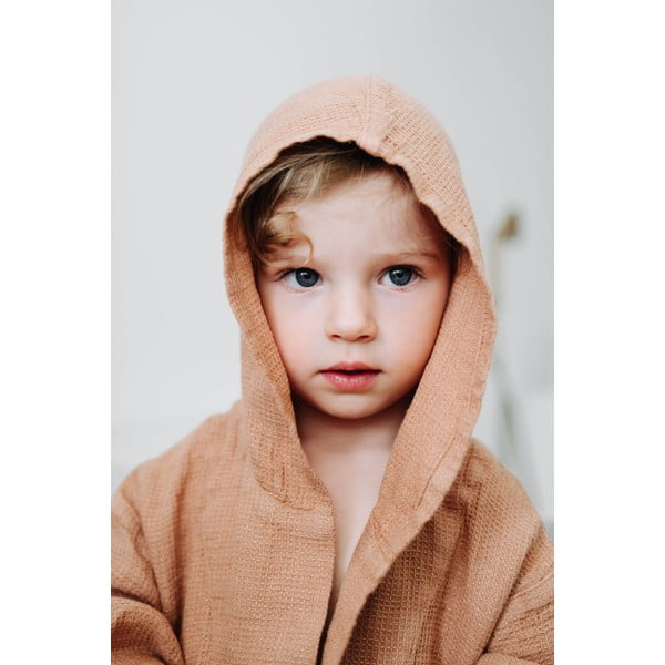 Nature narancssárga len gyerek fürdőköpeny, méret: 122 - 128 - Linen Tales-image-3