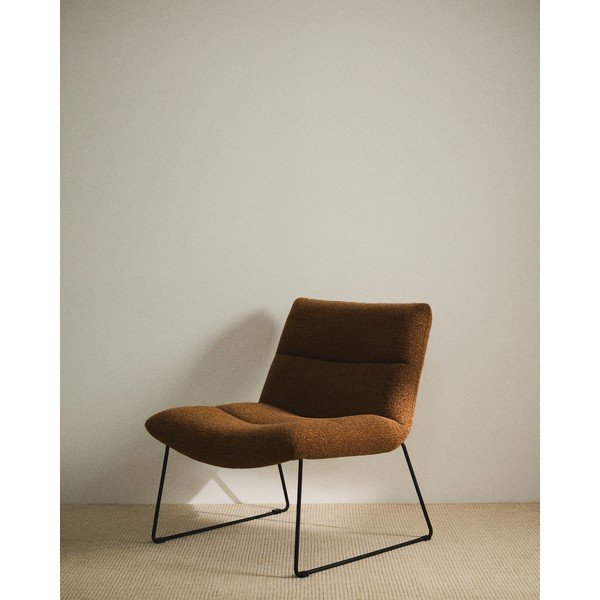 Terrakotta színű zsenília fotel Asen – Kave Home-image-1