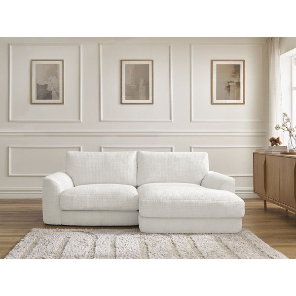 Fehér zsenília sarokkanapé (jobb oldali-heverő résszel) Leonore – Bobochic Paris-image-1