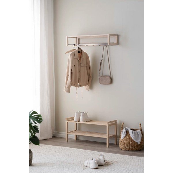 Natúr színű tölgyfa fali fogas polccal Confetti – Rowico-image-3