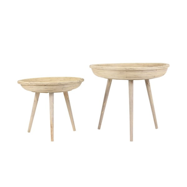 Rattan kerek tárolóasztal szett 2 db-os ø 56 cm Colon – Light & Living-image-3