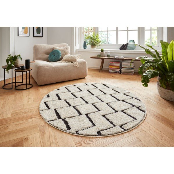 Handira fekete-bézs szőnyeg, ⌀ 160 cm - Mint Rugs-image-3