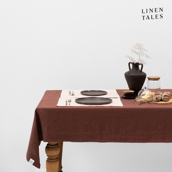 Len asztalterítő 140x200 cm Chocolate – Linen Tales