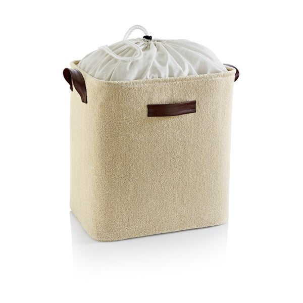 Bézs textil szennyeskosár 55 l – Mioli Decor