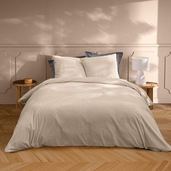 Bézs kétszemélyes-hosszabbított háromrészes flanel ágyneműhuzat 240x220 cm Flanela – douceur d'intérieur-image-1