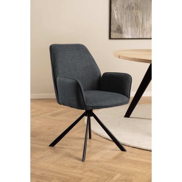 Sötétszürke kárpitozott karfás étkezőfotel szett 2 db-os Glenda – Actona-image-2