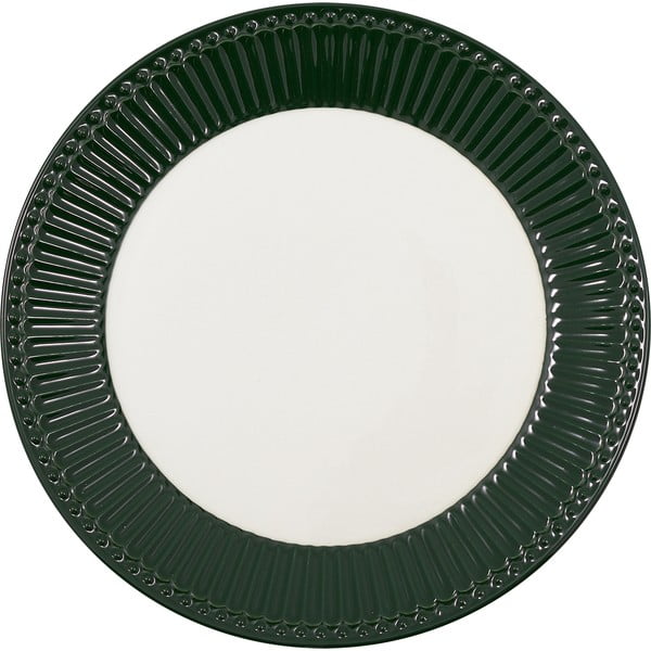 Fehér-zöld kőedény tányér ø 23 cm Alice - Green Gate