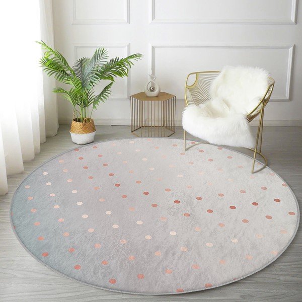 Szürke-rézszínű mosható-robotporszívóval tisztítható kerek szőnyeg ø 80 cm Comfort – Mila Home-image-4