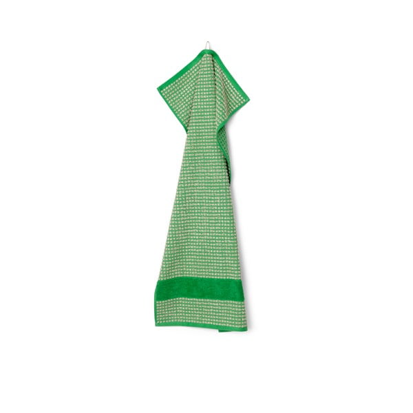 Zöld-bézs bio pamut fürdőlepedő 70x140 cm Check – JUNA-image-2