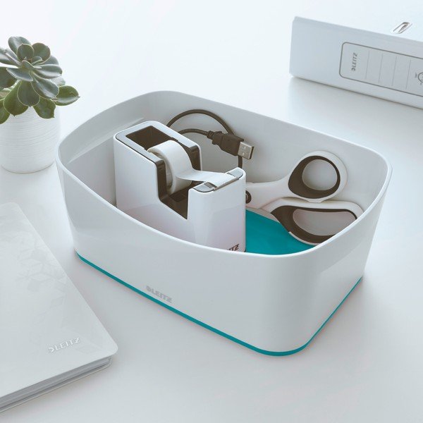 MyBox fehér-türkizkék asztali tárolódoboz, hossz 24,5 cm MyBox - Leitz-image-1