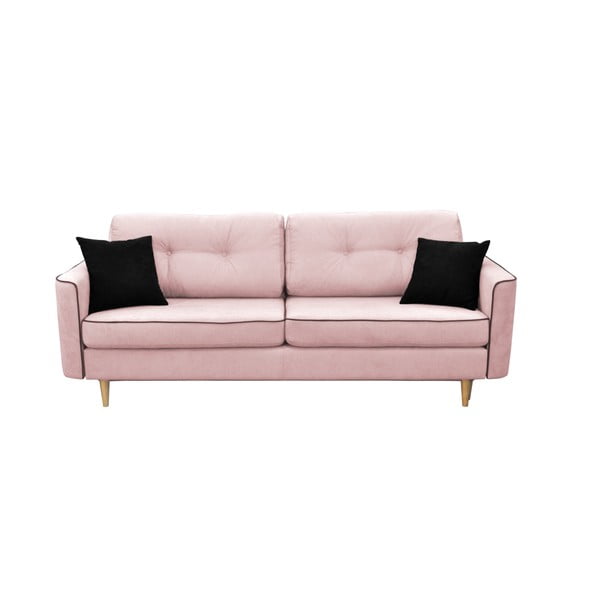 Ivy rózsaszín 3 személyes kinyitható kanapé világos lábakkal - Mazzini Sofas