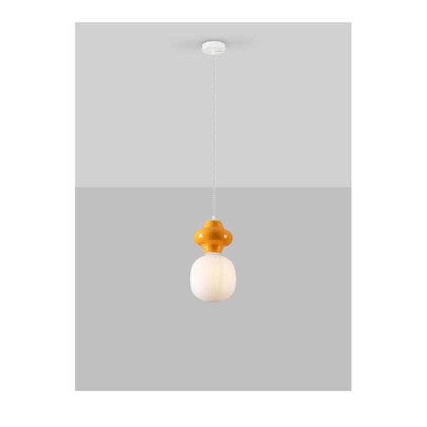 Fehér-narancssárga kerámia függőlámpa üveg búrával ø 18 cm Clio – Nova Luce-image-4