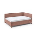 Rózsaszín kárpitozott ágyneműtartós sarok gyerekágy ágyráccsal 140x200 cm Fun – Meise Möbel