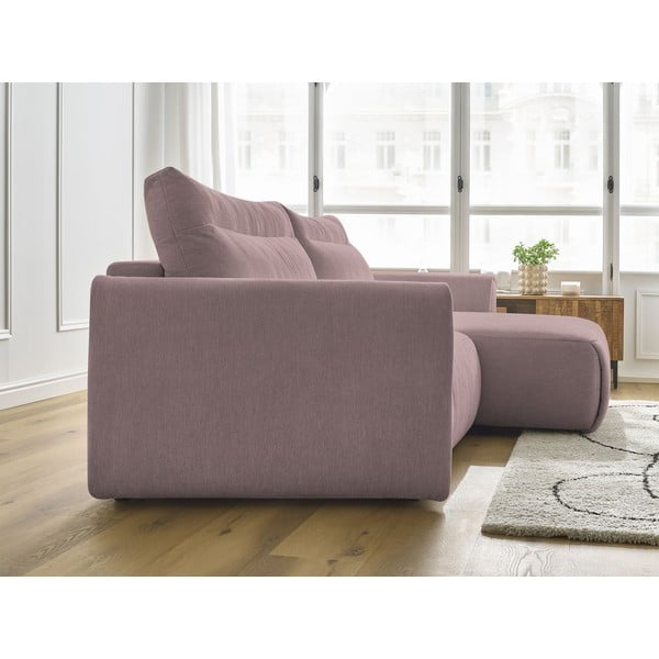 Világos rózsaszín sarokkanapé Aden – Bobochic Paris-image-3