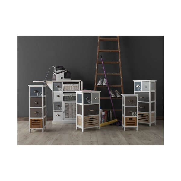 Home fehér komód vasalódeszkával és 2 vesszőkosárral - Geese-image-1