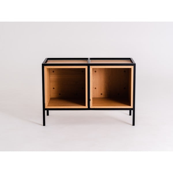 Fekete könyvespolc tölgyfa dekorral 88x60 cm Skap - CustomForm-image-4