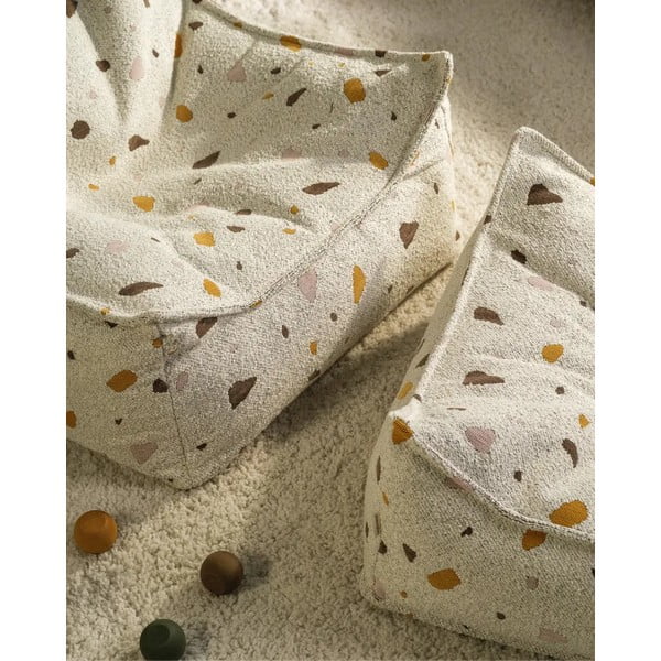 Fehér buklé-zsenília gyerek babzsákfotel Terrazzo Chair – Wigiwama-image-4