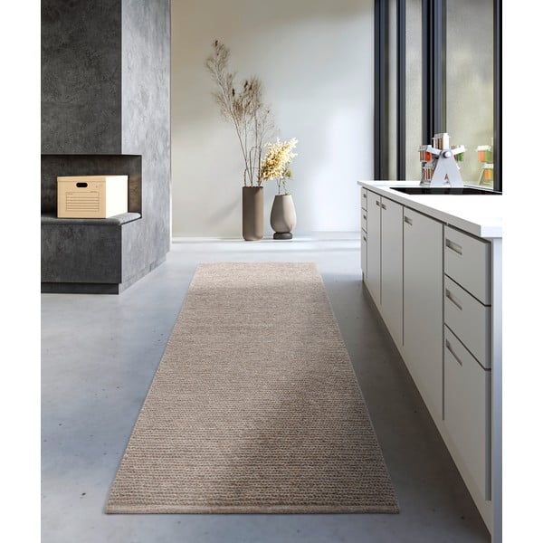 Világosbarna kézi szövésű gyapjú futószőnyeg 80x200 cm Francois – Villeroy&Boch-image-1